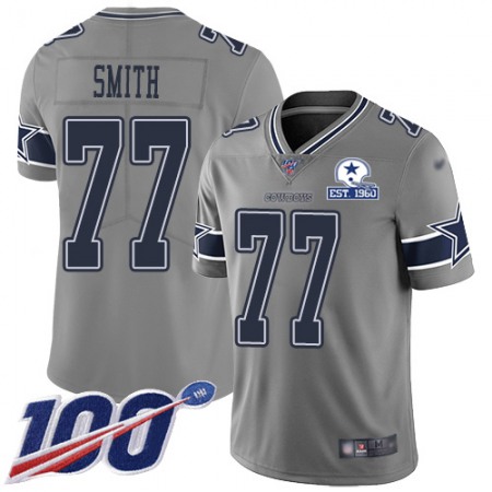Nike Cowboys #77 Tyron Smith Gray Men's Stitched With Established In 1960 Patch NFL Limited Inverted Legend 100th Season Jersey