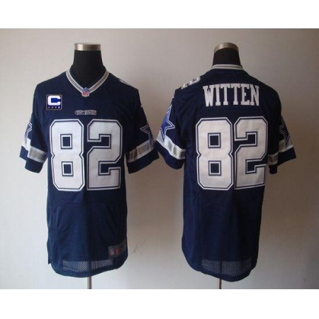 Nike Cowboys #82 Jason Witten Navy Blue Team Color With C Patch Men's Stitched NFL Elite Jersey