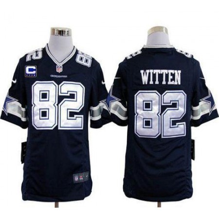 Nike Cowboys #82 Jason Witten Navy Blue Team Color With C Patch Men's Stitched NFL Game Jersey