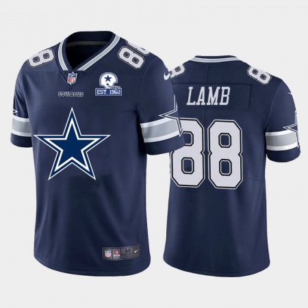 Dallas Cowboys #88 CeeDee Lamb Navy Blue Men's Nike Big Team Logo With Established In 1960 Patch Vapor Limited NFL Jersey