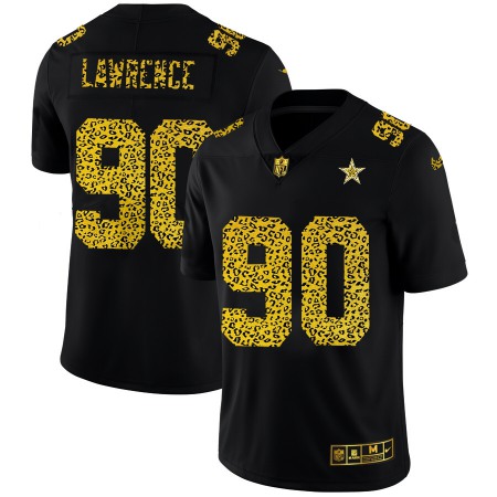 Dallas Cowboys #90 Demarcus Lawrence Men's Nike Leopard Print Fashion Vapor Limited NFL Jersey Black