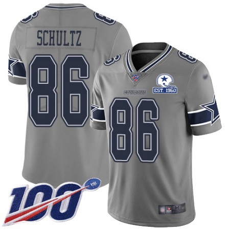 Nike Cowboys #86 Dalton Schultz Gray Men's Stitched With Established In 1960 Patch NFL Limited Inverted Legend 100th Season Jersey