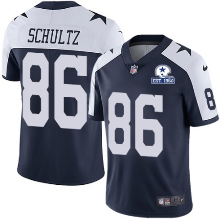 Nike Cowboys #86 Dalton Schultz Navy Blue Thanksgiving Men's Stitched With Established In 1960 Patch NFL Vapor Untouchable Limited Throwback Jersey