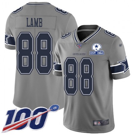 Nike Cowboys #88 CeeDee Lamb Gray Men's Stitched With Established In 1960 Patch NFL Limited Inverted Legend 100th Season Jersey