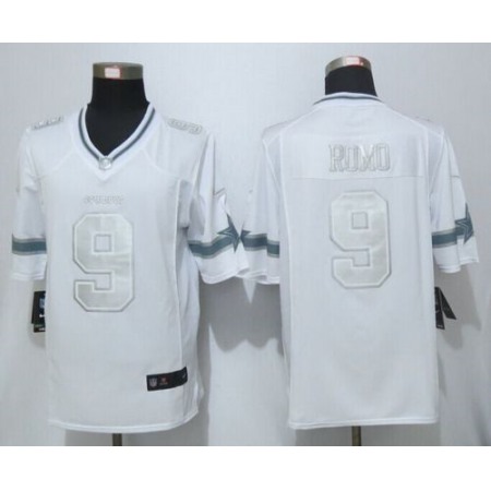 Nike Cowboys #9 Tony Romo White Men's Stitched NFL Limited Platinum Jersey