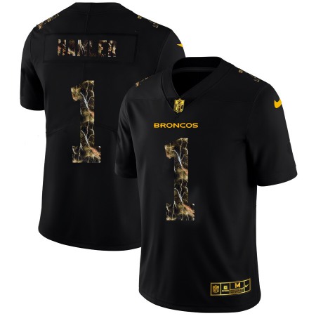 Denver Broncos #1 KJ Hamler Men's Black Nike Flocked Lightning Vapor Limited NFL Jersey