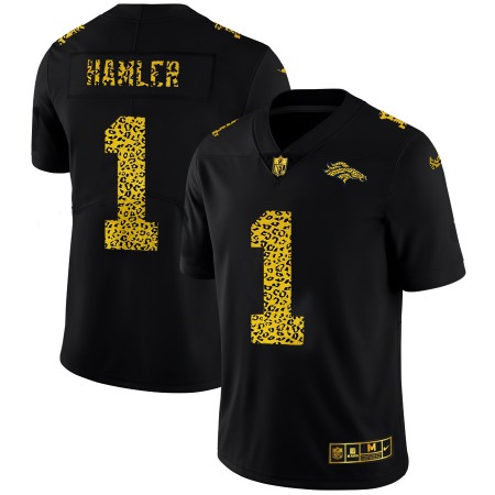 Denver Broncos #1 KJ Hamler Men's Nike Leopard Print Fashion Vapor Limited NFL Jersey Black