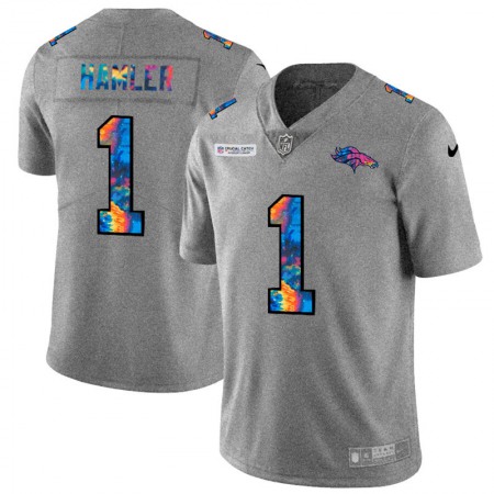 Denver Broncos #1 KJ Hamler Men's Nike Multi-Color 2020 NFL Crucial Catch NFL Jersey Greyheather