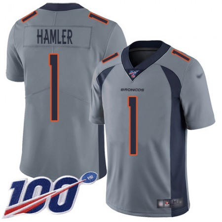 Nike Broncos #1 KJ Hamler Gray Men's Stitched NFL Limited Inverted Legend 100th Season Jersey