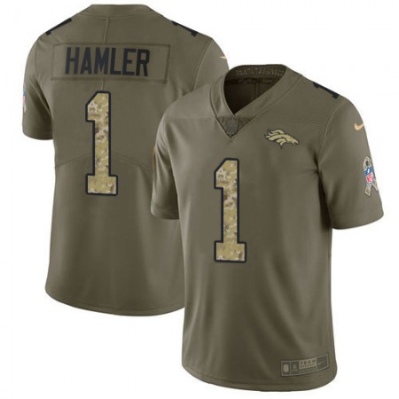 Nike Broncos #1 KJ Hamler Olive/Camo Men's Stitched NFL Limited 2017 Salute To Service Jersey