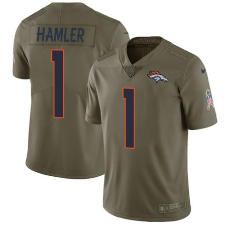 Nike Broncos #1 KJ Hamler Olive Men's Stitched NFL Limited 2017 Salute to Service Jersey