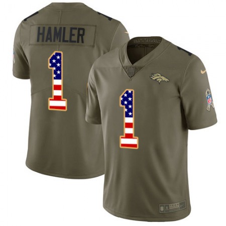 Nike Broncos #1 KJ Hamler Olive/USA Flag Men's Stitched NFL Limited 2017 Salute To Service Jersey