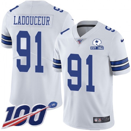 Nike Cowboys #91 L.P. Ladouceur White Men's Stitched With Established In 1960 Patch NFL 100th Season Vapor Untouchable Limited Jersey
