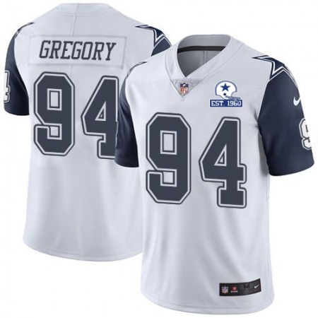 Nike Cowboys #94 Randy Gregory White Men's Stitched With Established In 1960 Patch NFL Limited Rush Jersey