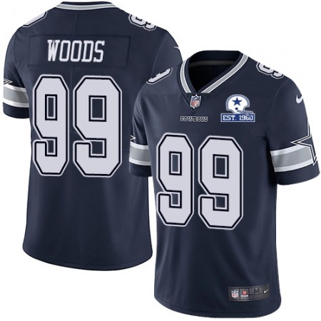 Nike Cowboys #99 Antwaun Woods Navy Blue Team Color Men's Stitched With Established In 1960 Patch NFL Vapor Untouchable Limited Jersey