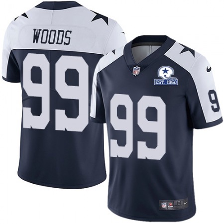 Nike Cowboys #99 Antwaun Woods Navy Blue Thanksgiving Men's Stitched With Established In 1960 Patch NFL Vapor Untouchable Limited Throwback Jersey