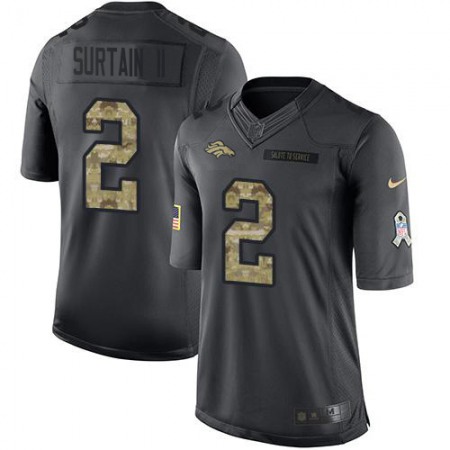 Nike Broncos #2 Patrick Surtain II Black Men's Stitched NFL Limited 2016 Salute to Service Jersey
