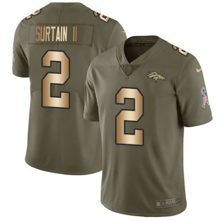 Nike Broncos #2 Patrick Surtain II Olive/Gold Men's Stitched NFL Limited 2017 Salute To Service Jersey