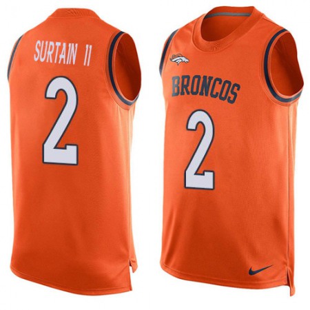 Nike Broncos #2 Patrick Surtain II Orange Team Color Men's Stitched NFL Limited Tank Top Jersey