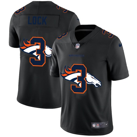 Denver Broncos #3 Drew Lock Men's Nike Team Logo Dual Overlap Limited NFL Jersey Black