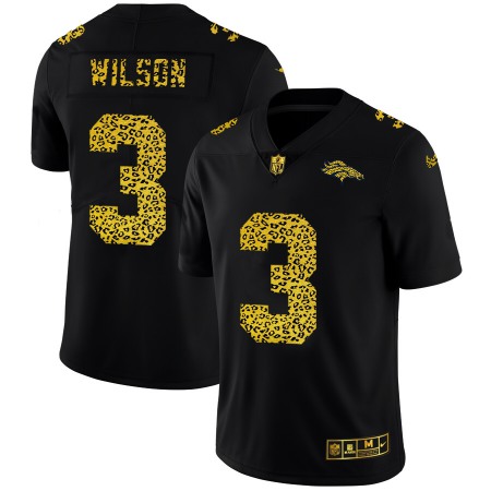 Denver Broncos #3 Russell Wilson Men's Nike Leopard Print Fashion Vapor Limited NFL Jersey Black