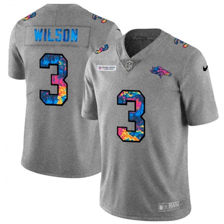 Denver Broncos #3 Russell Wilson Men's Nike Multi-Color 2020 NFL Crucial Catch NFL Jersey Greyheather