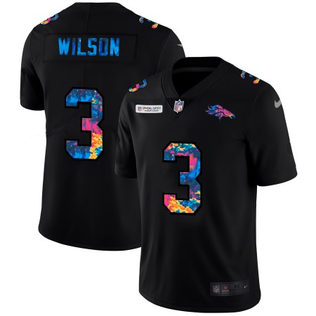 Denver Broncos #3 Russell Wilson Men's Nike Multi-Color Black 2020 NFL Crucial Catch Vapor Untouchable Limited Jersey