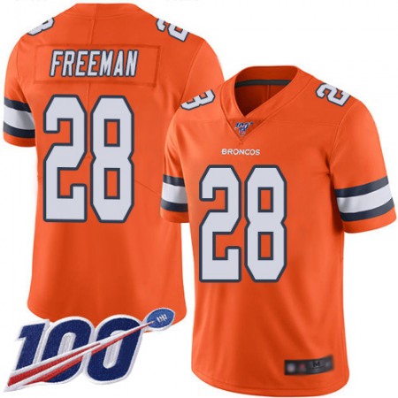 Nike Broncos #28 Royce Freeman Orange Men's Stitched NFL Limited Rush 100th Season Jersey