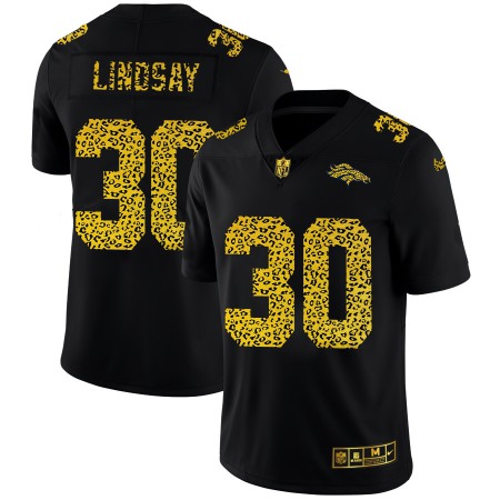 Denver Broncos #30 Phillip Lindsay Men's Nike Leopard Print Fashion Vapor Limited NFL Jersey Black