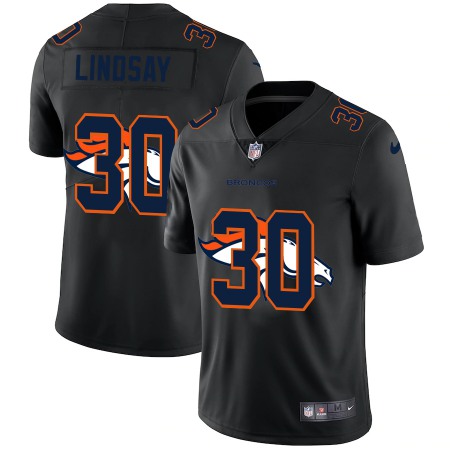 Denver Broncos #30 Phillip Lindsay Men's Nike Team Logo Dual Overlap Limited NFL Jersey Black