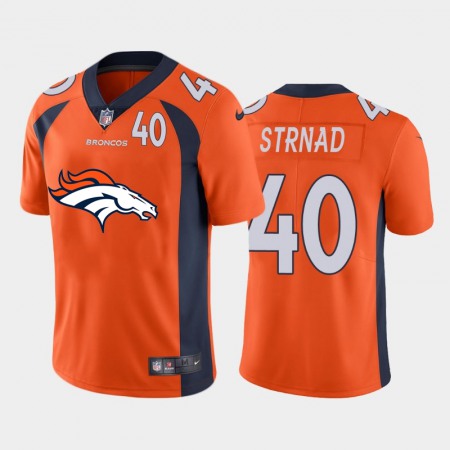 Denver Broncos #40 Justin Strnad Orange Men's Nike Big Team Logo Player Vapor Limited NFL Jersey