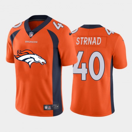 Denver Broncos #40 Justin Strnad Orange Men's Nike Big Team Logo Vapor Limited NFL Jersey