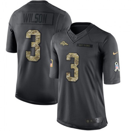 Nike Broncos #3 Russell Wilson Black Men's Stitched NFL Limited 2016 Salute to Service Jersey