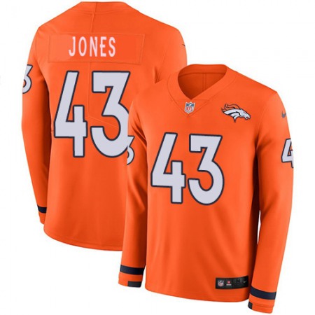 Nike Broncos #43 Joe Jones Orange Team Color Men's Stitched NFL Limited Therma Long Sleeve Jersey