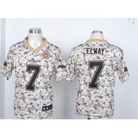 Nike Broncos #7 John Elway Camo USMC Men's Stitched NFL Elite Jersey