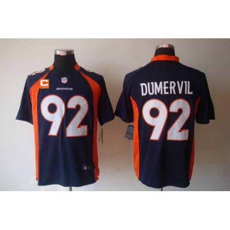 Nike Broncos #92 Elvis Dumervil Navy Blue Alternate With C Patch Men's Stitched NFL Game Jersey