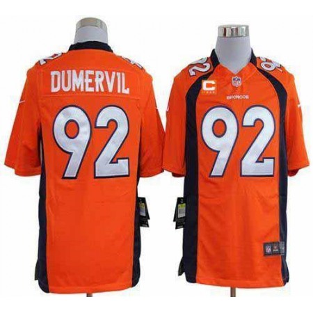 Nike Broncos #92 Elvis Dumervil Orange Team Color With C Patch Men's Stitched NFL Game Jersey