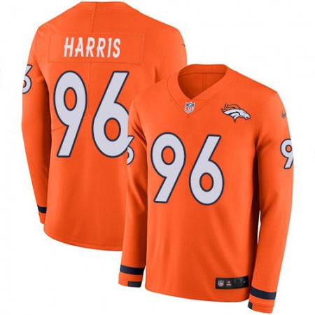 Nike Broncos #96 Shelby Harris Orange Team Color Men's Stitched NFL Limited Therma Long Sleeve Jersey