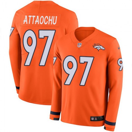 Nike Broncos #97 Jeremiah Attaochu Orange Team Color Men's Stitched NFL Limited Therma Long Sleeve Jersey