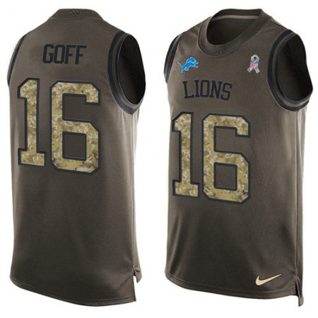 Detroit Lions #16 Jared Goff Green Men's Stitched NFL Limited Salute To Service Tank Top Jersey