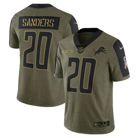 Detroit Lions #20 Barry Sanders Olive Nike 2021 Salute To Service Limited Player Jersey