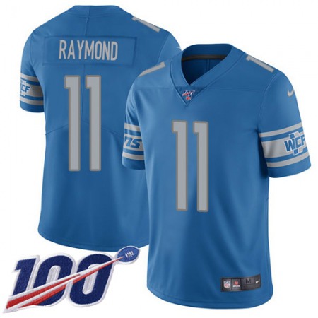 Nike Lions #11 Kalif Raymond Blue Team Color Men's Stitched NFL 100th Season Vapor Untouchable Limited Jersey