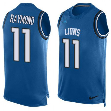 Nike Lions #11 Kalif Raymond Blue Team Color Men's Stitched NFL Limited Tank Top Jersey