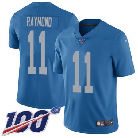 Nike Lions #11 Kalif Raymond Blue Throwback Men's Stitched NFL 100th Season Vapor Untouchable Limited Jersey