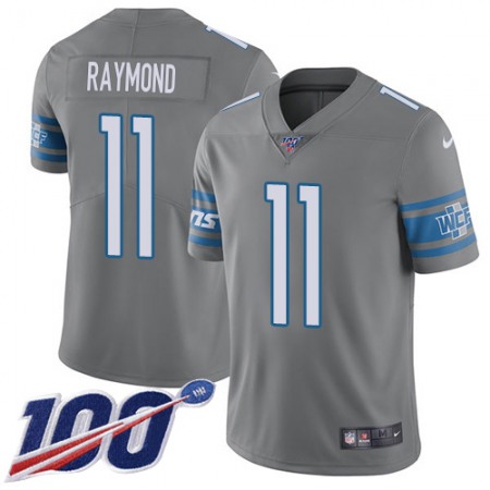 Nike Lions #11 Kalif Raymond Gray Men's Stitched NFL Limited Rush 100th Season Jersey