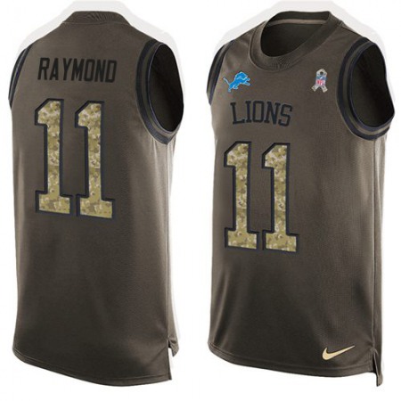 Nike Lions #11 Kalif Raymond Green Men's Stitched NFL Limited Salute To Service Tank Top Jersey