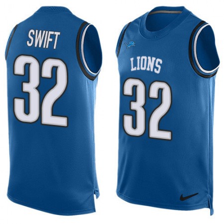 Nike Lions #32 D'Andre Swift Blue Team Color Men's Stitched NFL Limited Tank Top Jersey