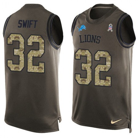 Nike Lions #32 D'Andre Swift Green Men's Stitched NFL Limited Salute To Service Tank Top Jersey