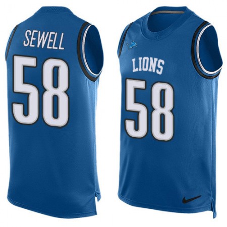 Detroit Lions #58 Penei Sewell Blue Team Color Men's Stitched NFL Limited Tank Top Jersey