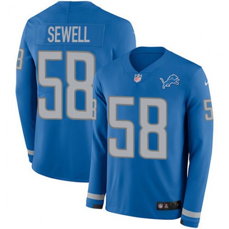 Detroit Lions #58 Penei Sewell Blue Team Color Men's Stitched NFL Limited Therma Long Sleeve Jersey